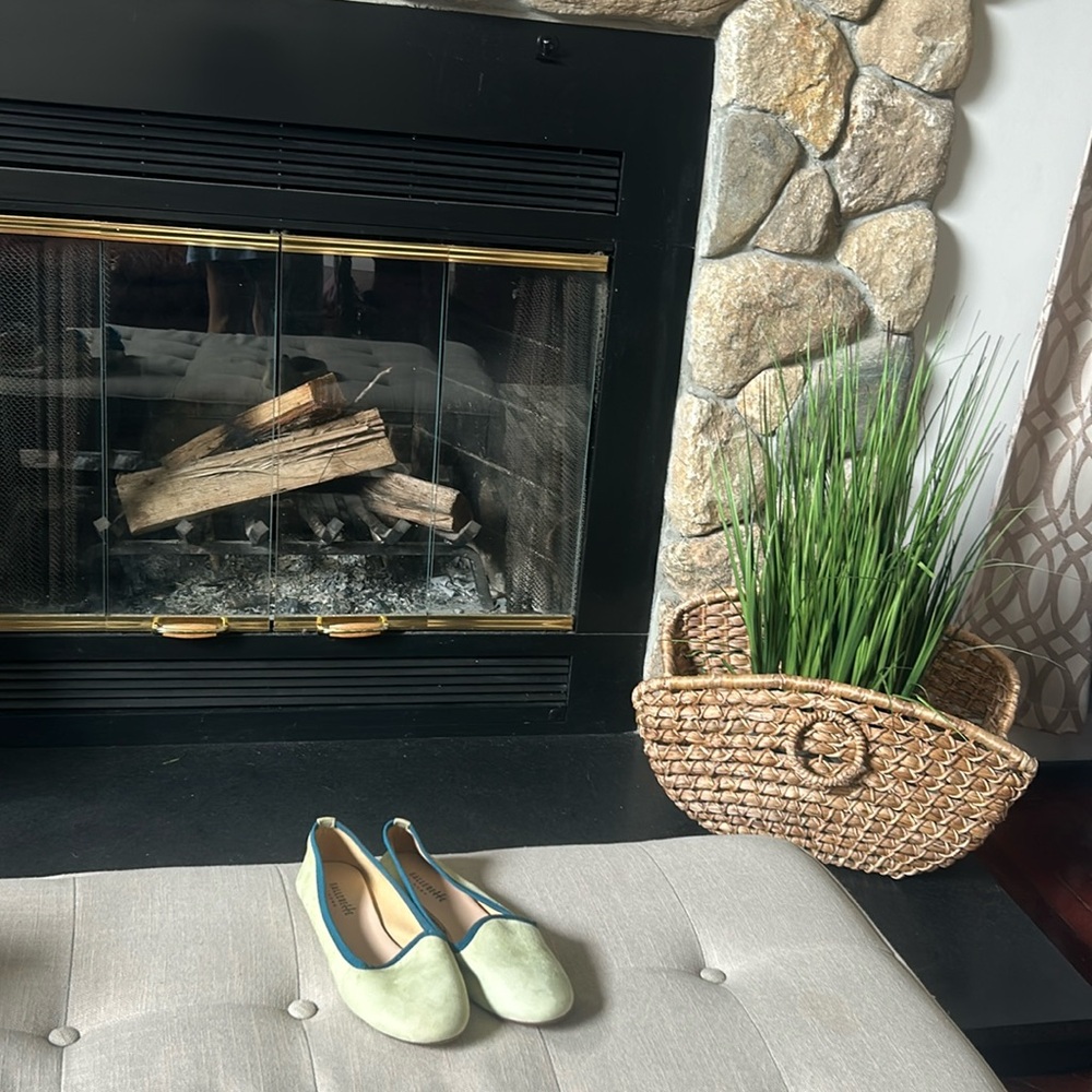Ballerette Roma Green Teal Suede Leather Ballerina Flats Size 38